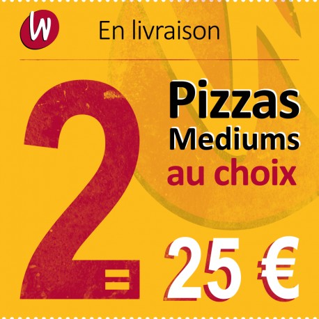 2 PIZZAS MEDIUM 