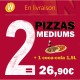 2 PIZZAS MEDIUMS ET COCA 1,5L